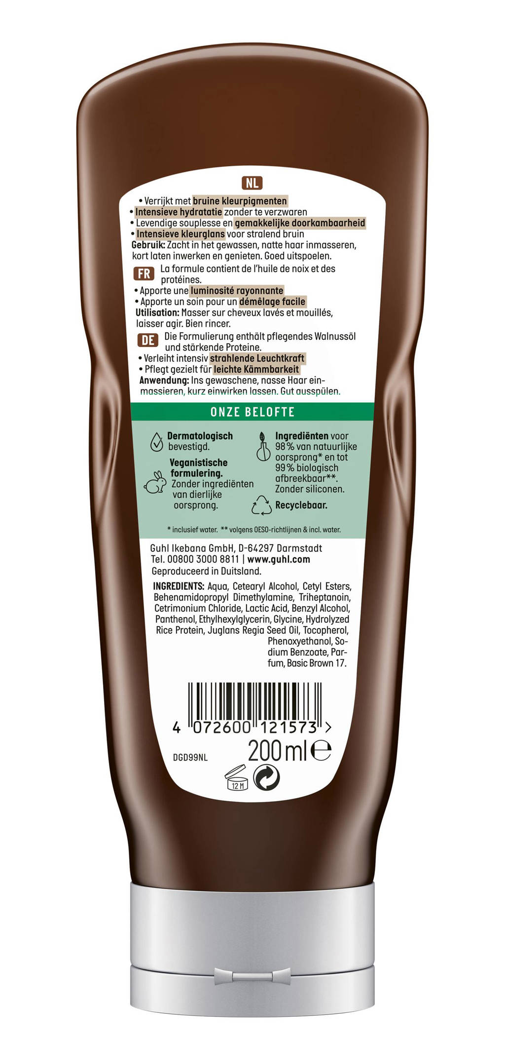 Zonder Guhl geen glans!Fascinerend Bruin conditioner - 4 x 200 ml- voordeelverpakking