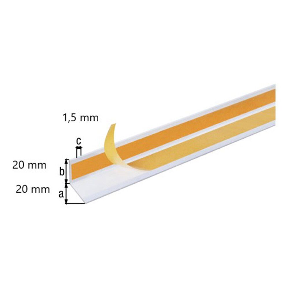 VINKELPROFIL GAH ALBERTS SELVKLEBENDE ALUMINIUM 1000X20X20MM HVIT