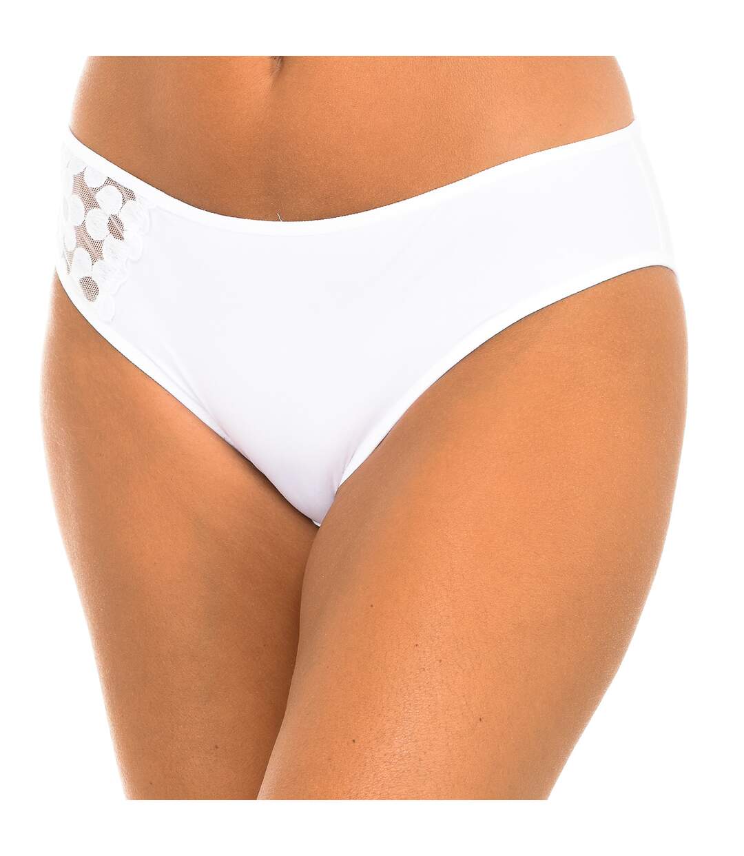Mesh fabric panties with flowers 00ASE women