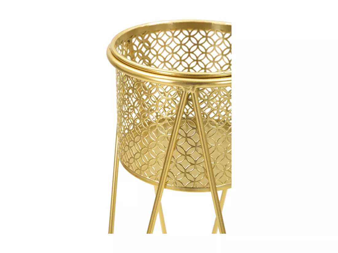 Lot de 2 porte-vases en métal doré 21x20x46-18x18x32 cm