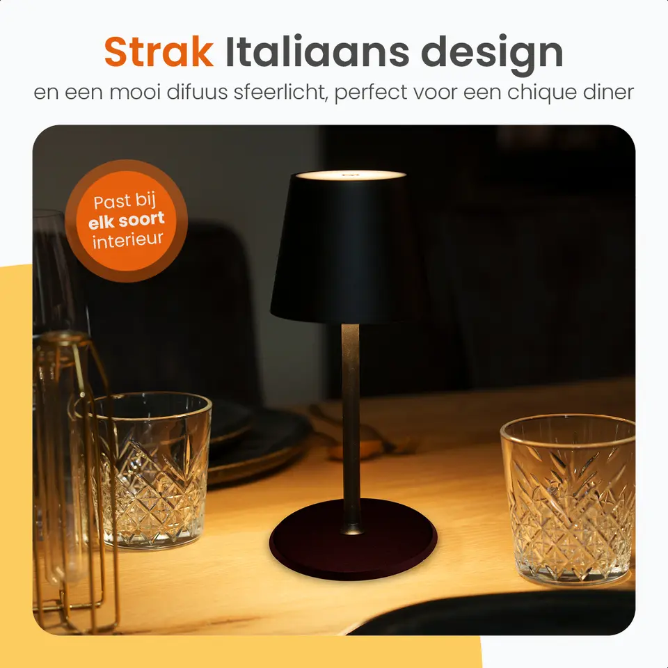 Goliving Tafellamp Oplaadbaar – Draadloos en dimbaar – Moderne touch lamp