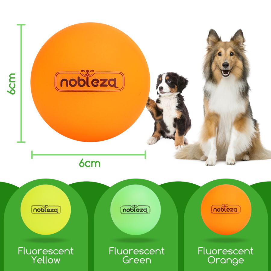 Bola de brinquedo para cães Nobleza, conjunto de 6 bolas que brilham no escuro, bola interativa para cães, adequada para todas as raças, brilha no escuro (6 cm de diâmetro)