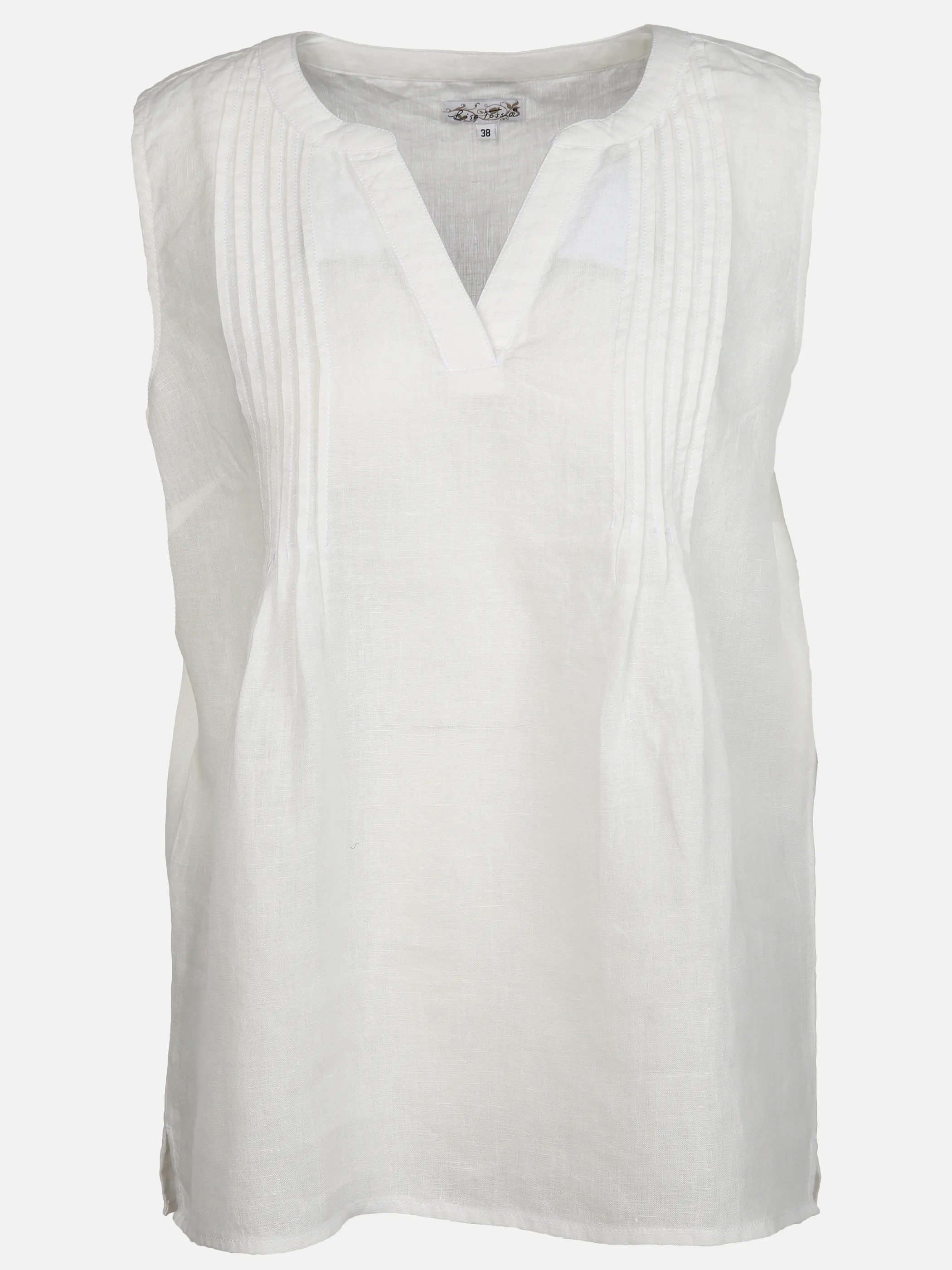 Damen Leinentop mit Biesen