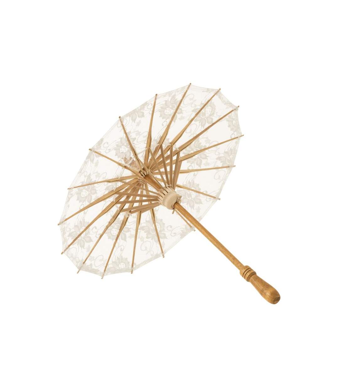 Paris Prix - Ombrelle En Tissu dentelle 54cm Blanc