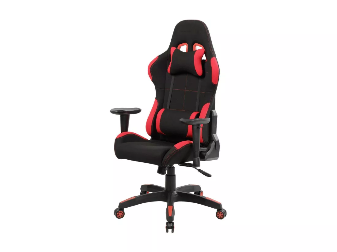 Chaise de jeu Daren, Fauteuil de jeu pour adultes, Chaise de bureau, 57x72h124/134 cm, Noir et Rouge