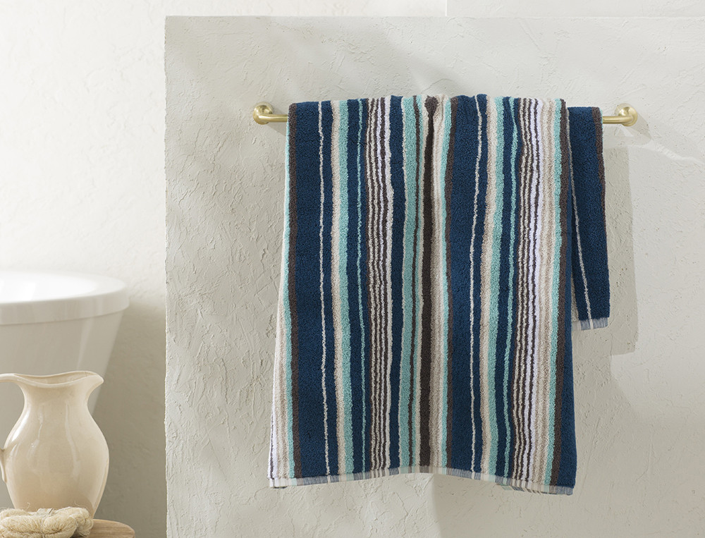 Drap de bain rayé-Baies célestes rayé