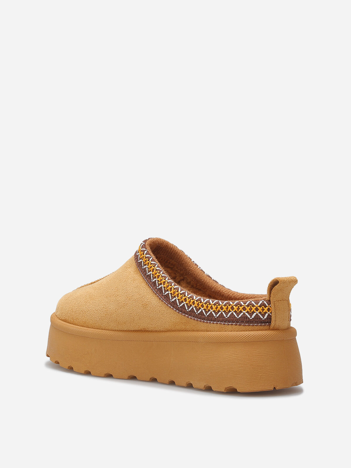 Mules en suédine avec broderies- Camel