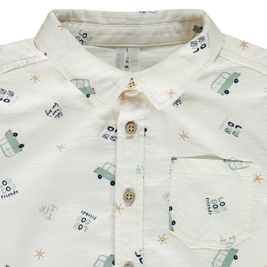 Chemise manches courtes imprimé london pour bébé garçon - Ecru