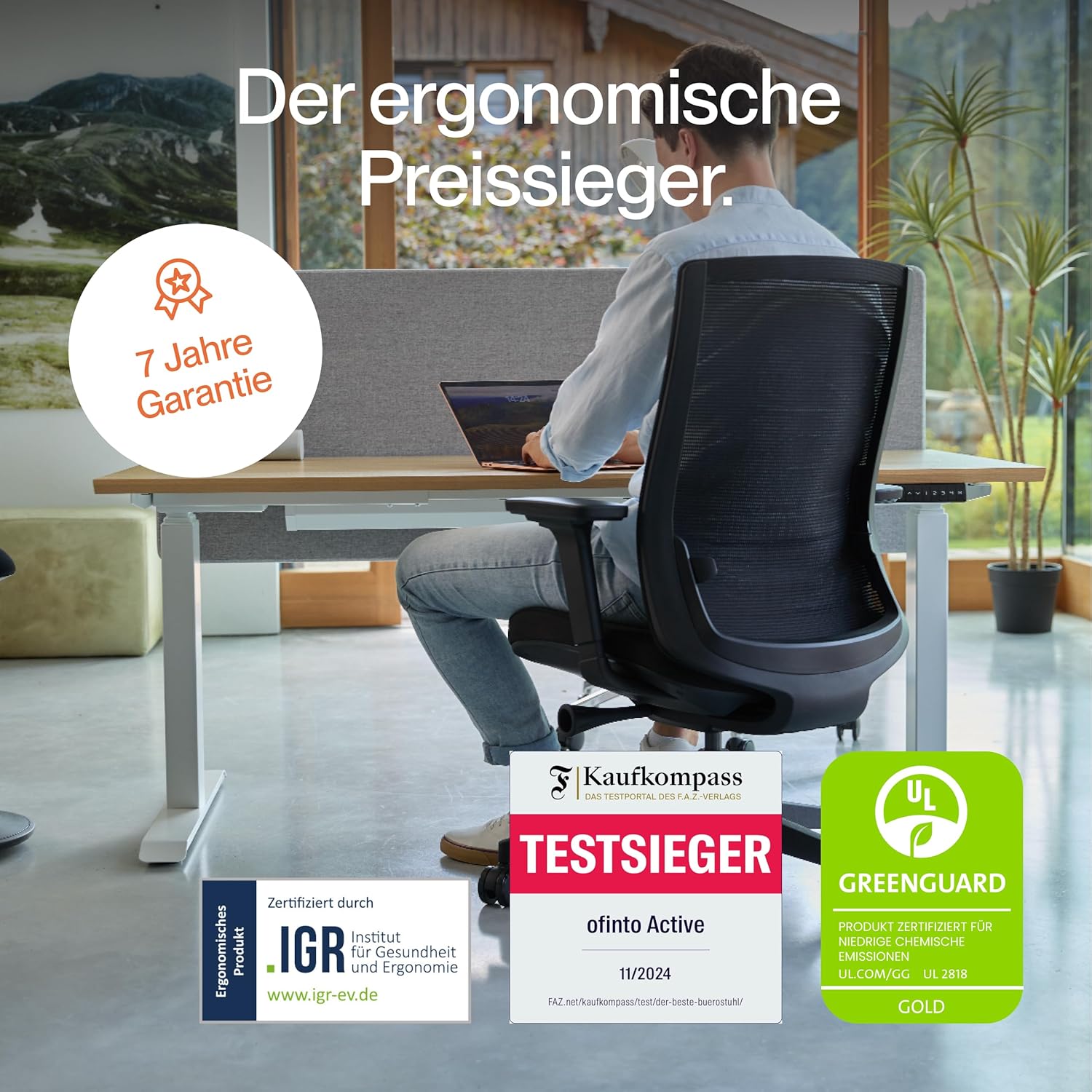 Ergo Bürostuhl Ergonomisch ohne Armlehnen Schwarz | Schreibtischstuhl mit Synchronmechanik, Lordosenstütze & Sitzhöhenverstellung | Bequemer Office Chair, PC & Büro Stuhl | Flexibler Drehstuhl