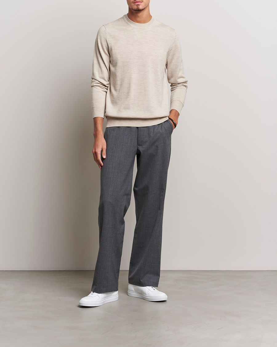 NN07 Ted Merino Crew Neck Pullover Light Khaki Melange