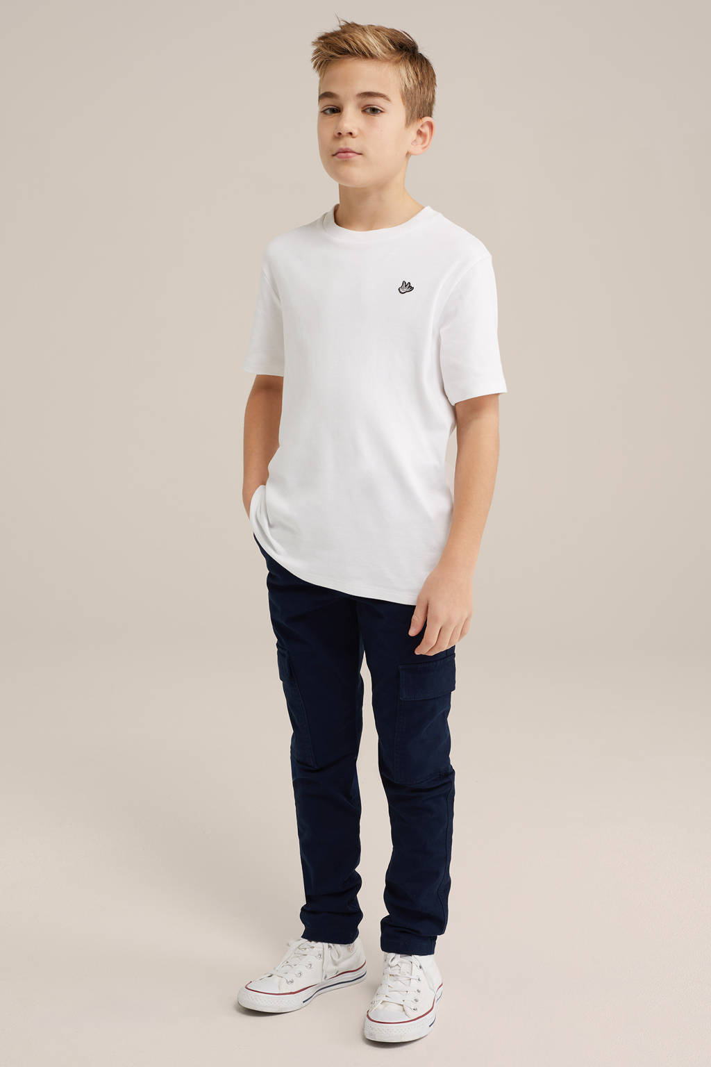 WE Fashion slim fit cargobroek royal navy