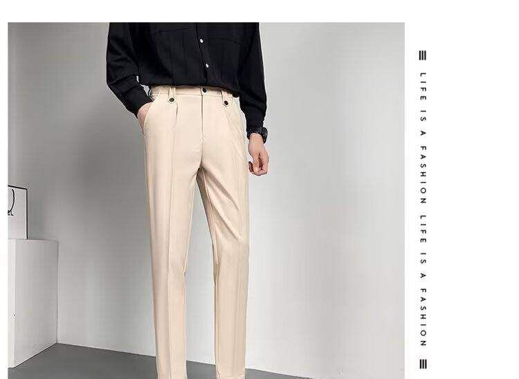Bay Go Mall - Mid Rise Plain Cropped Tapered Dress Pants