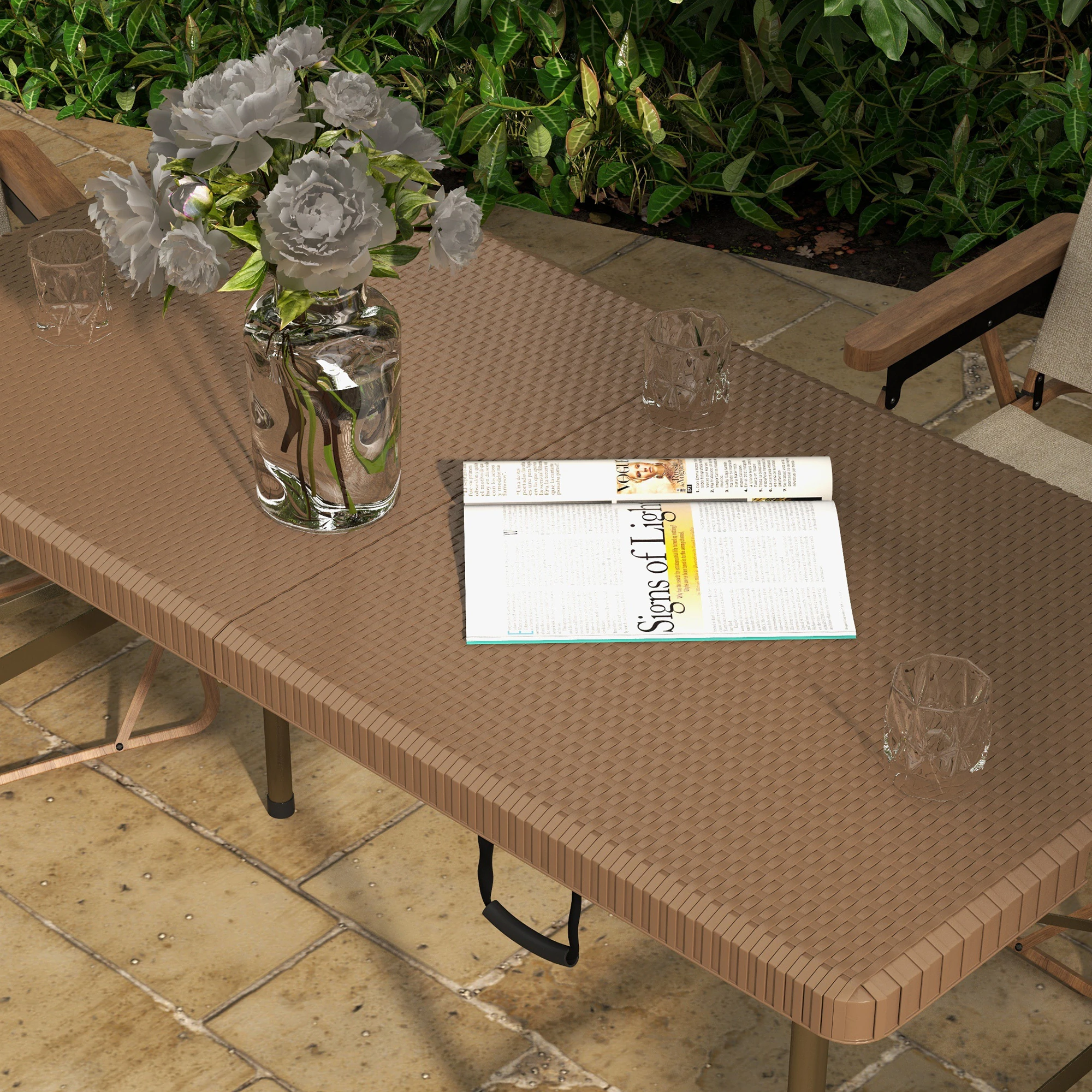 Outsunny Campingtisch für 4 Personen mit Griff braun 122L x 60B x 73H cm