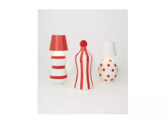 Lido Bouteille en céramique rayée rouge Zafferano