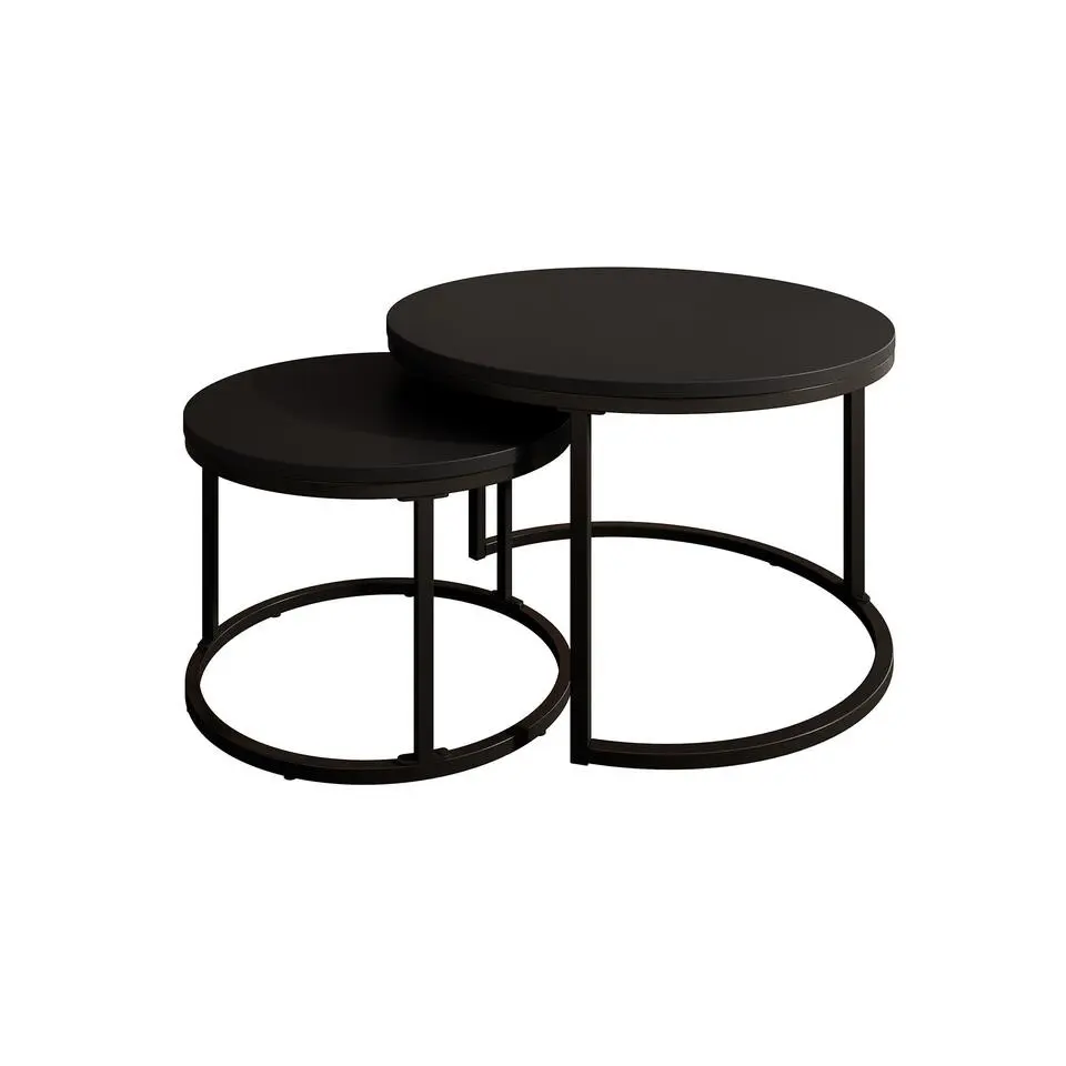Meubella - Salontafel Ovalo - Mat zwart - set van 2