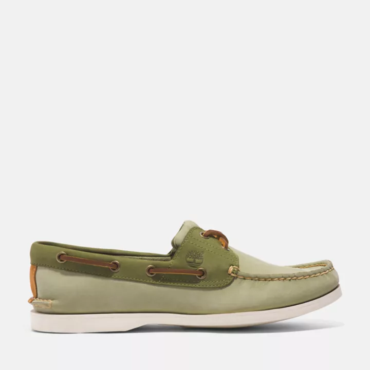 Chaussure bateau classique pour homme en vert clair