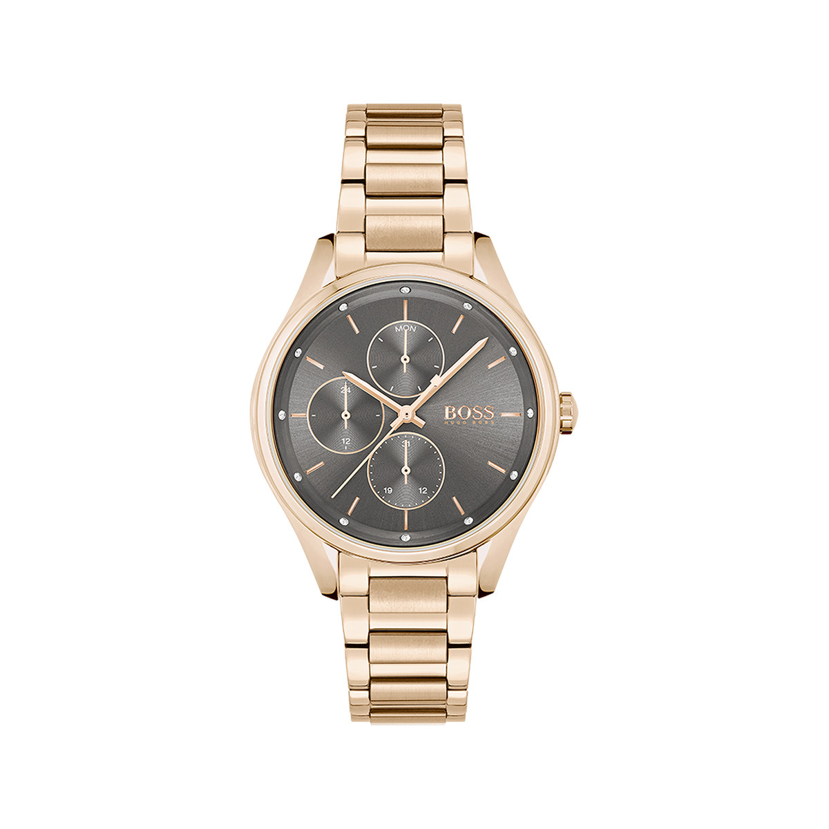 Montre Boss femme multifonction acier doré rose