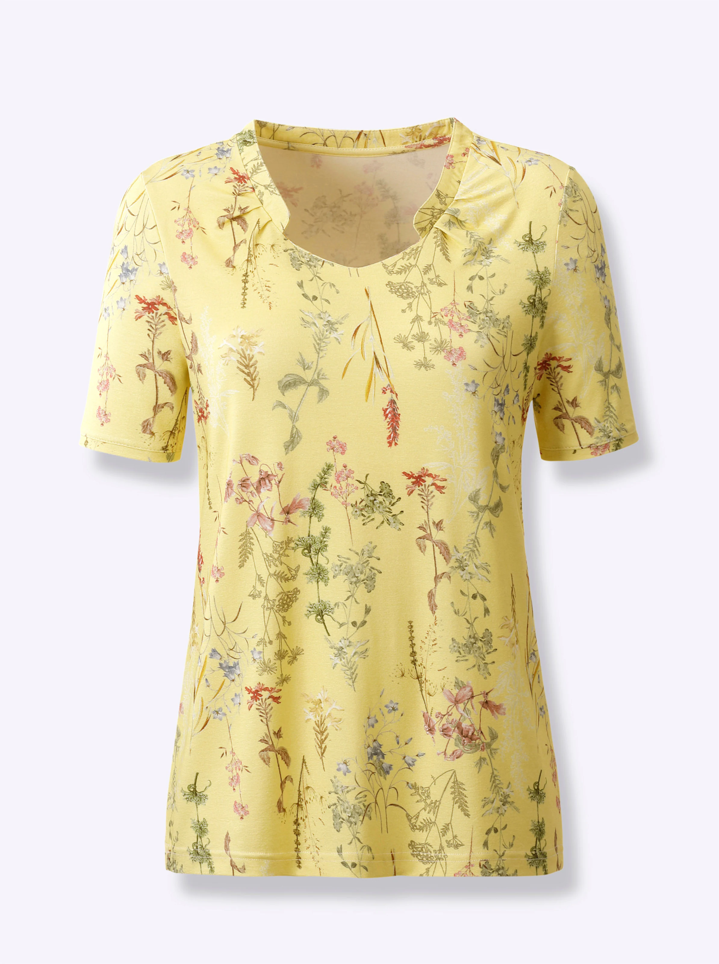 Kurzarmshirt in zitrone-bedruckt