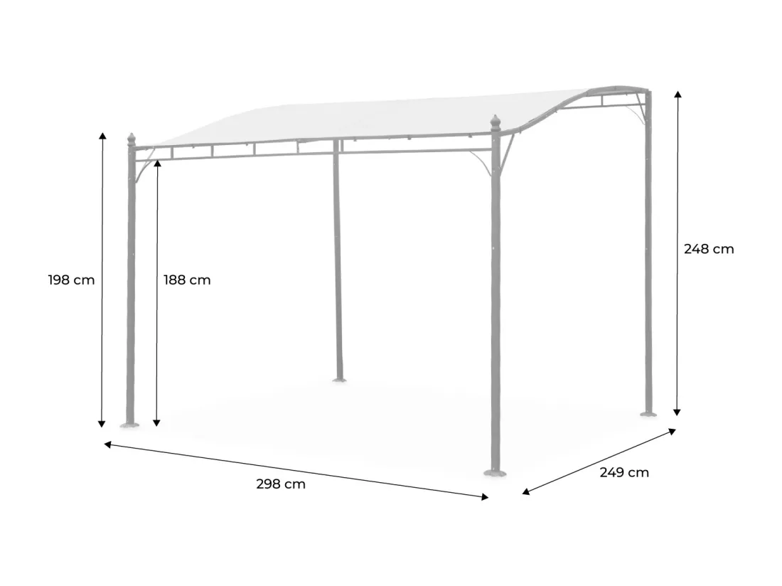 Pergola adossée 3x2.5m - Brestum - Toile grise - Pergola murale