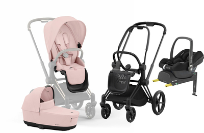 Cybex Priam Duovogn inkl. Maxi-Cosi CabrioFix & Base, Peach Pink/Matt Black