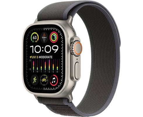 Apple Watch Ultra 2 GPS   Cellular, 49mm Titanium Case with Blue/Black Trail Loop - S/M