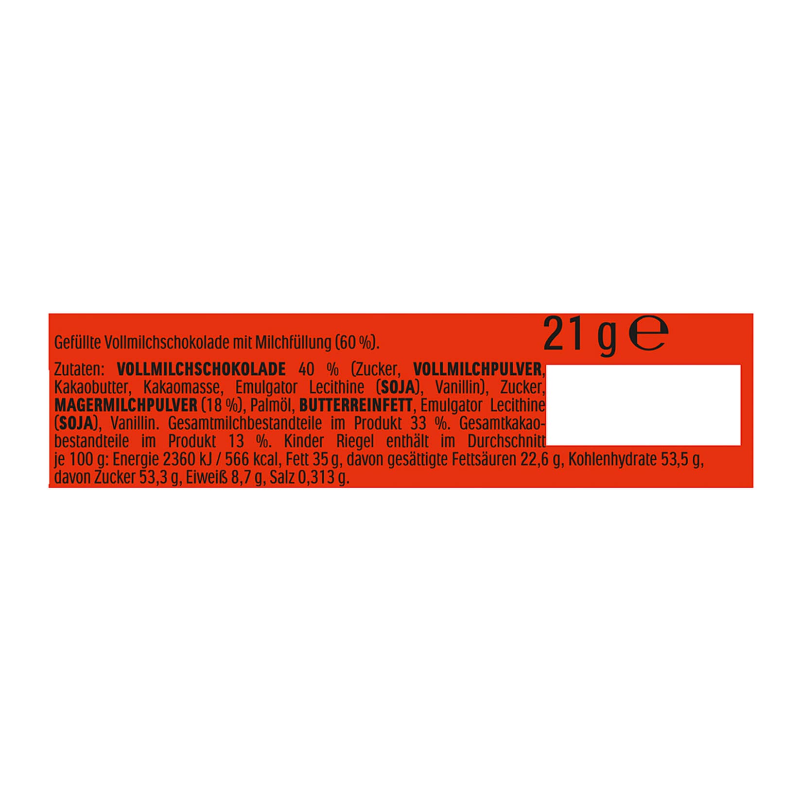 Kinder Riegel 21 g, 36er Pack