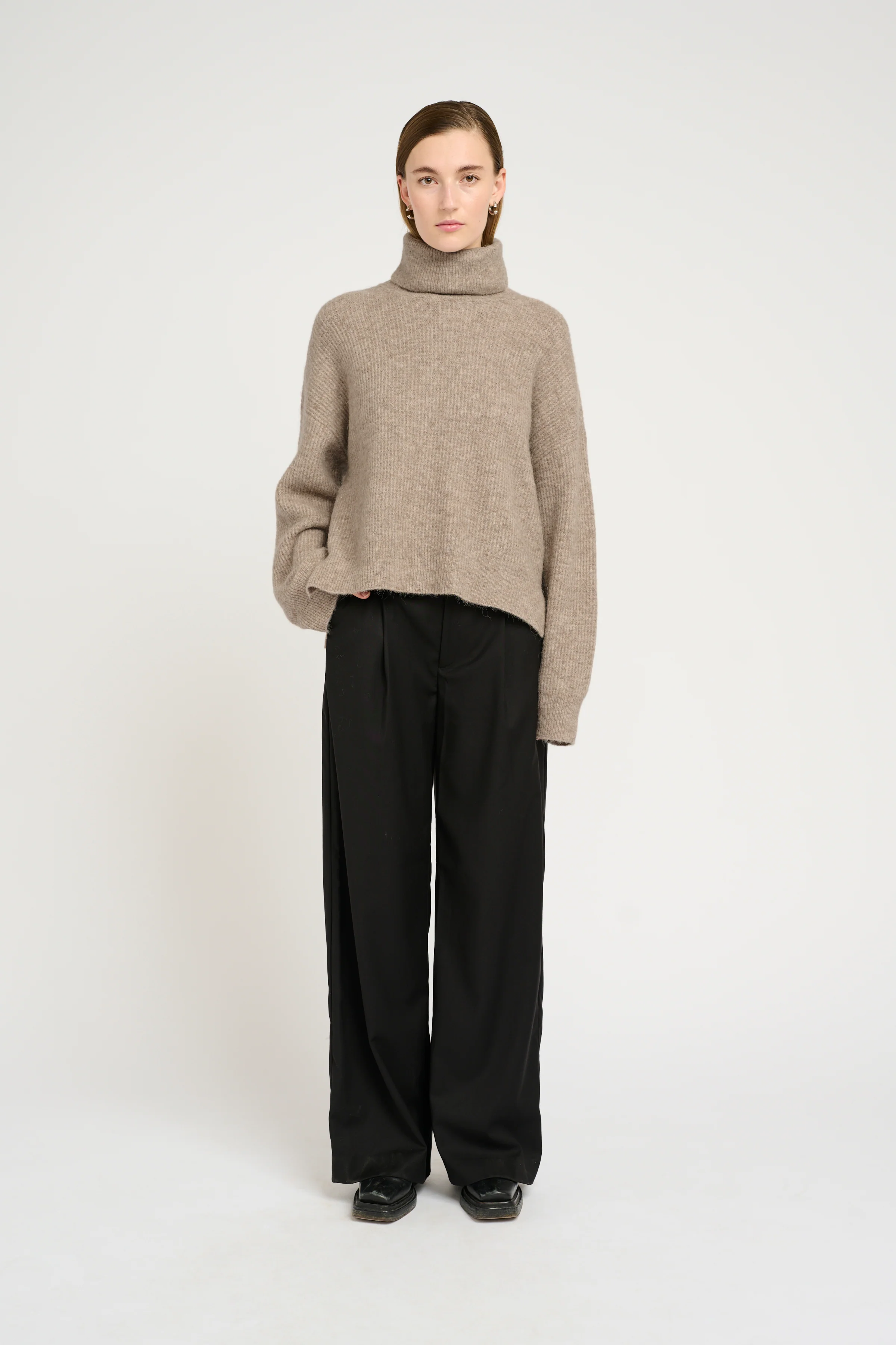 GESTUZ  AlphaGZ turtleneck uldstriktrøje - Charcoal Melange