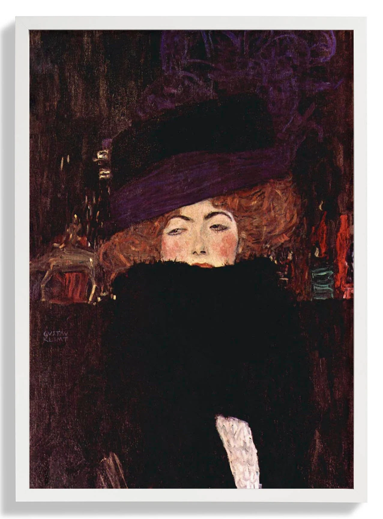 Dame mit Hut und Federboa von Gustav Klimt