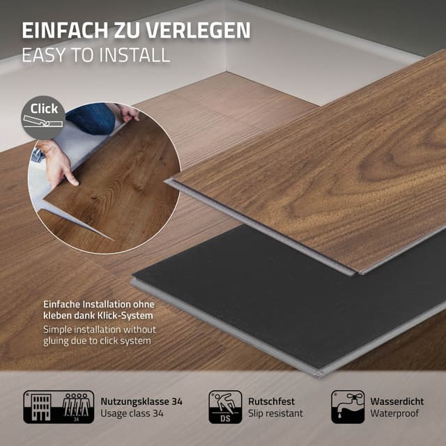 3 m² Click vinylgulv eg 4,2 mm brunt PVC-laminat