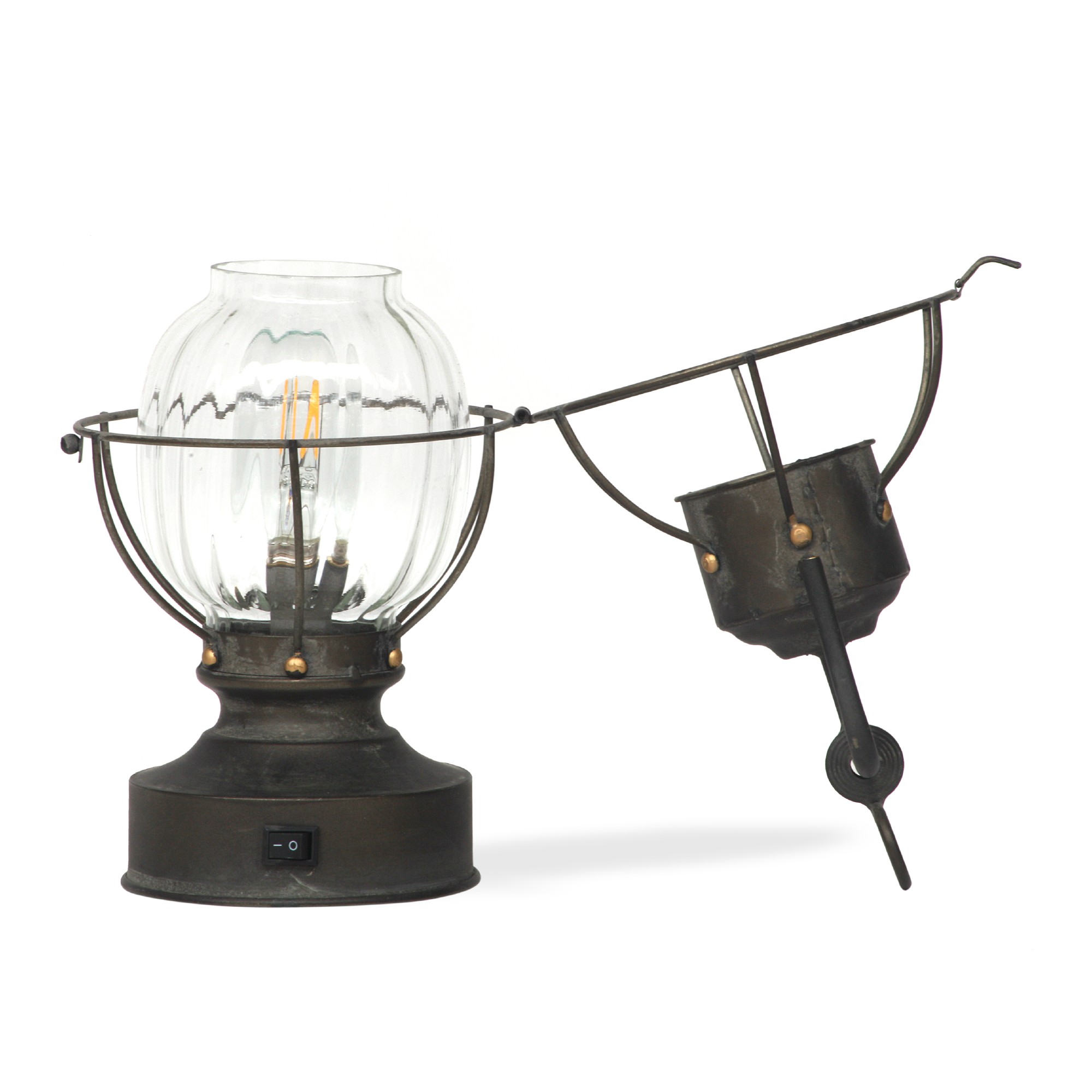 Laterne 'Seaman', batteriebetrieben, grau, T 17,5 cm, B 17,5 cm, H 39,5 cm von fischer's lagerhaus