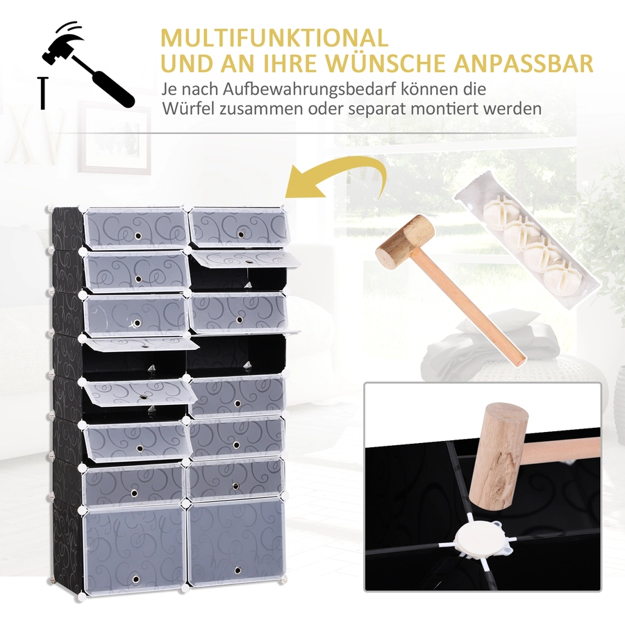 HOMCOM Schuhschrank mit Stecksystem schwarz, weiß