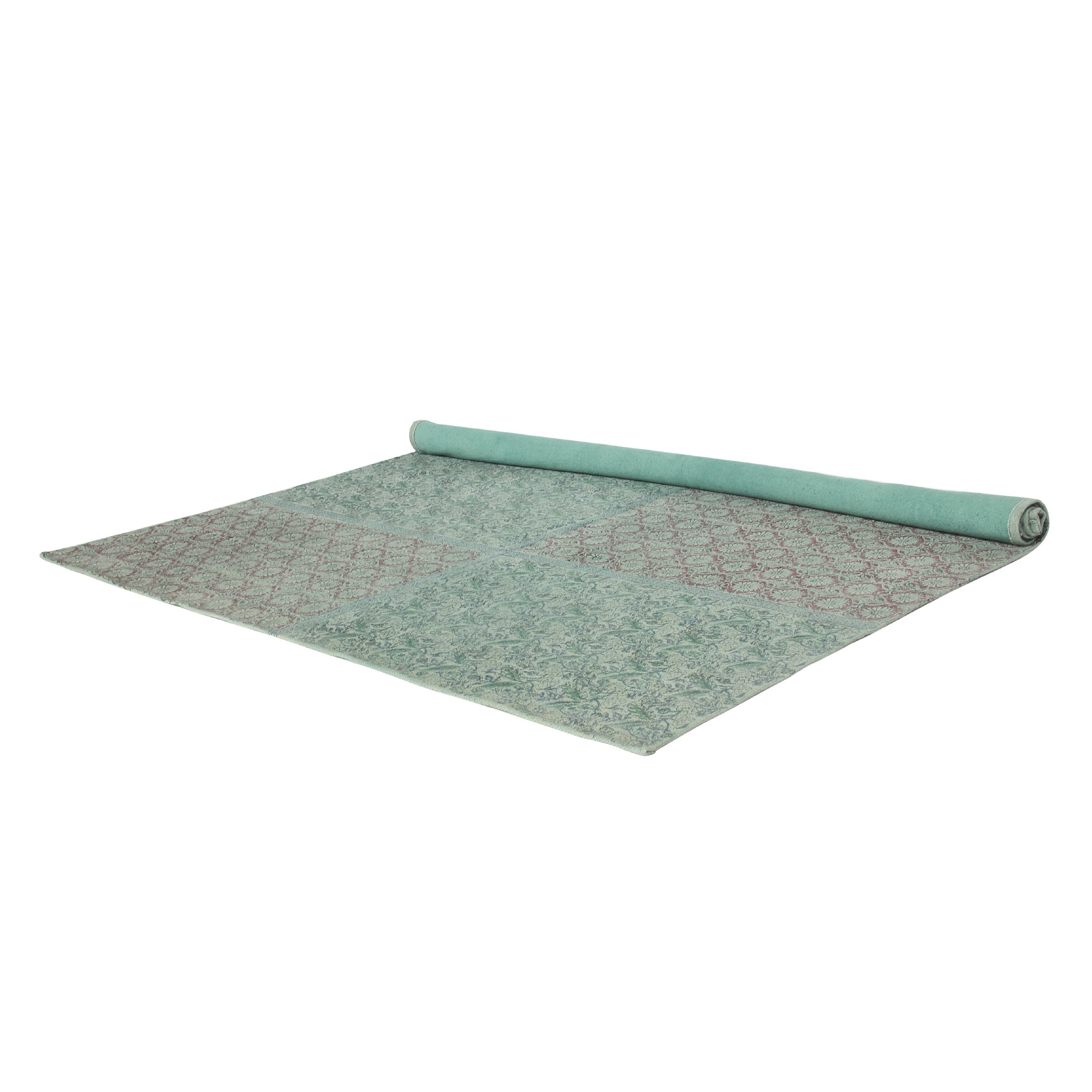 Teppich 'Sikkim', handbedruckt, blau, rot, L 170 cm, B 240 cm von fischer's lagerhaus