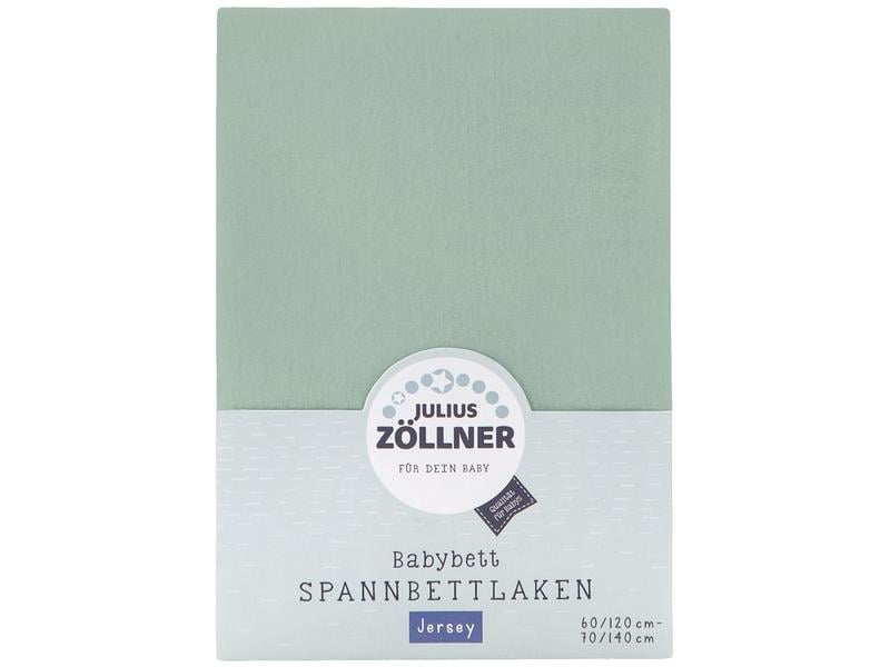 Julius Zöllner Fix-Leintuch Jersey Salbei 70 x 140 cm Kuscheliges Spannbetttuch aus Jersey