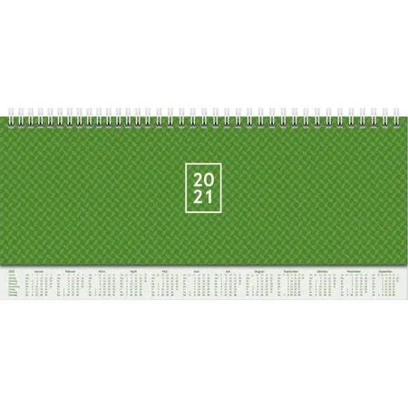 BRUNNEN Wochenkalender Tischkalender 2021 Blattgröße 29,7 x 10,5 cm, grün