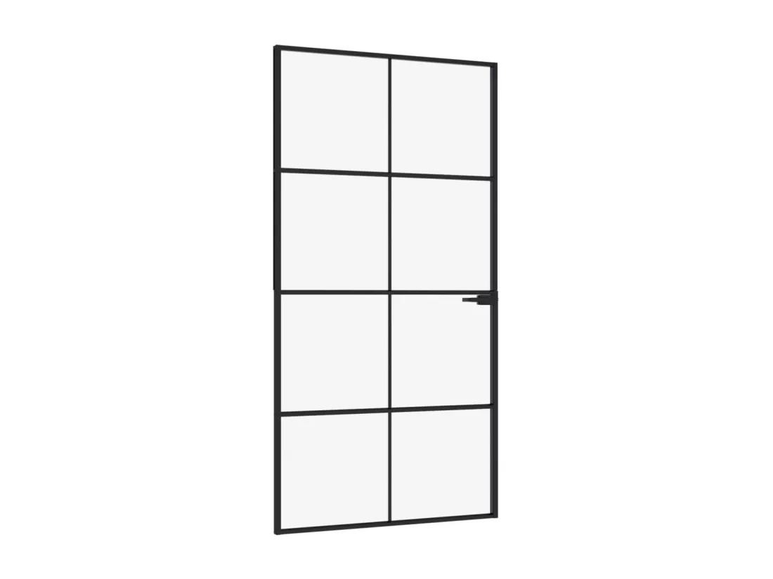 Porte d'intérieur Noir 102x201,5 cm Trempé verre aluminium fin