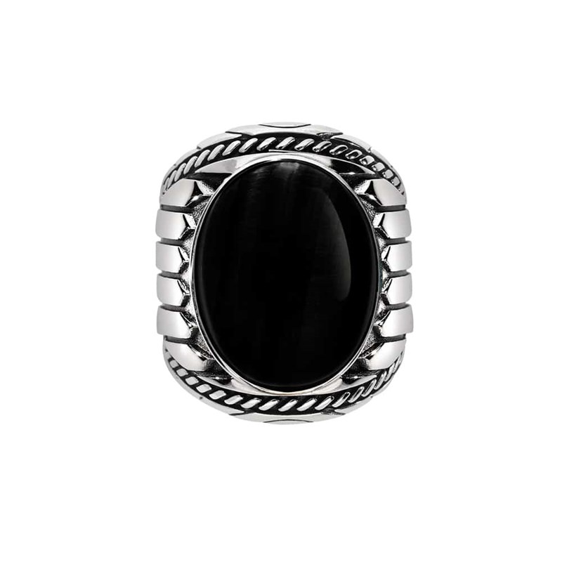 Bague Homme Argent Onyx Indiana