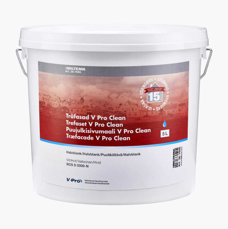 Trefasade V Pro Clean, hvit, 5 liter