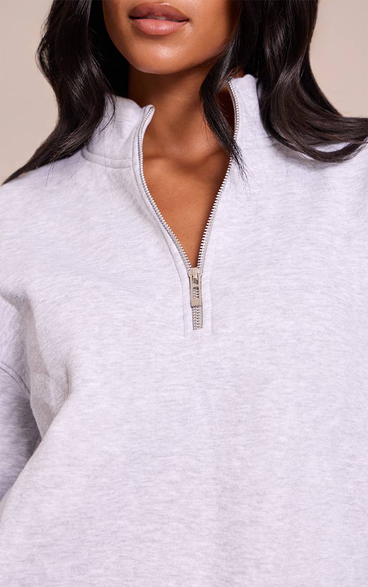 Gris Cendré Sweat-shirt Grand Col Cheminée Avec Zip