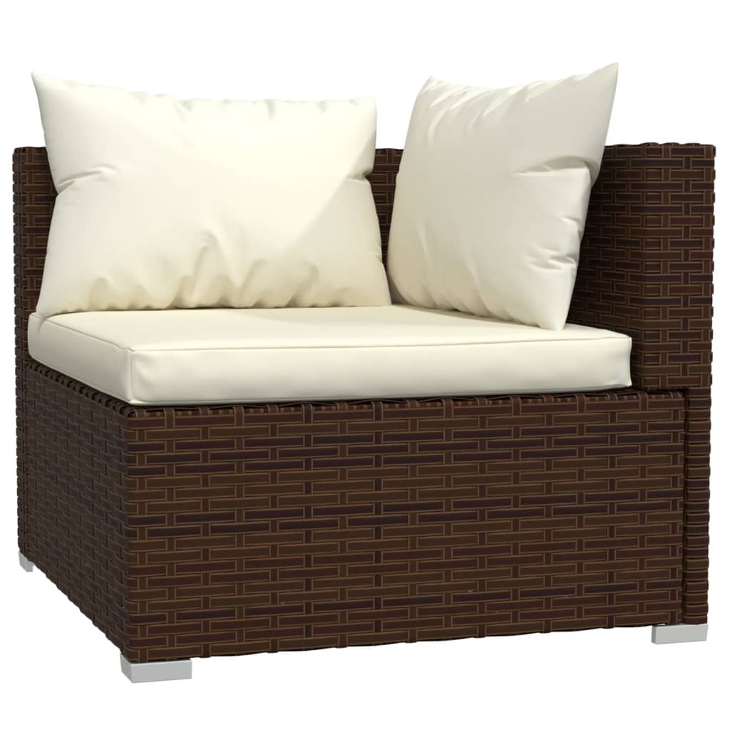 Salon de jardin meuble d'extérieur ensemble de mobilier 7 pièces avec coussins résine tressée marron