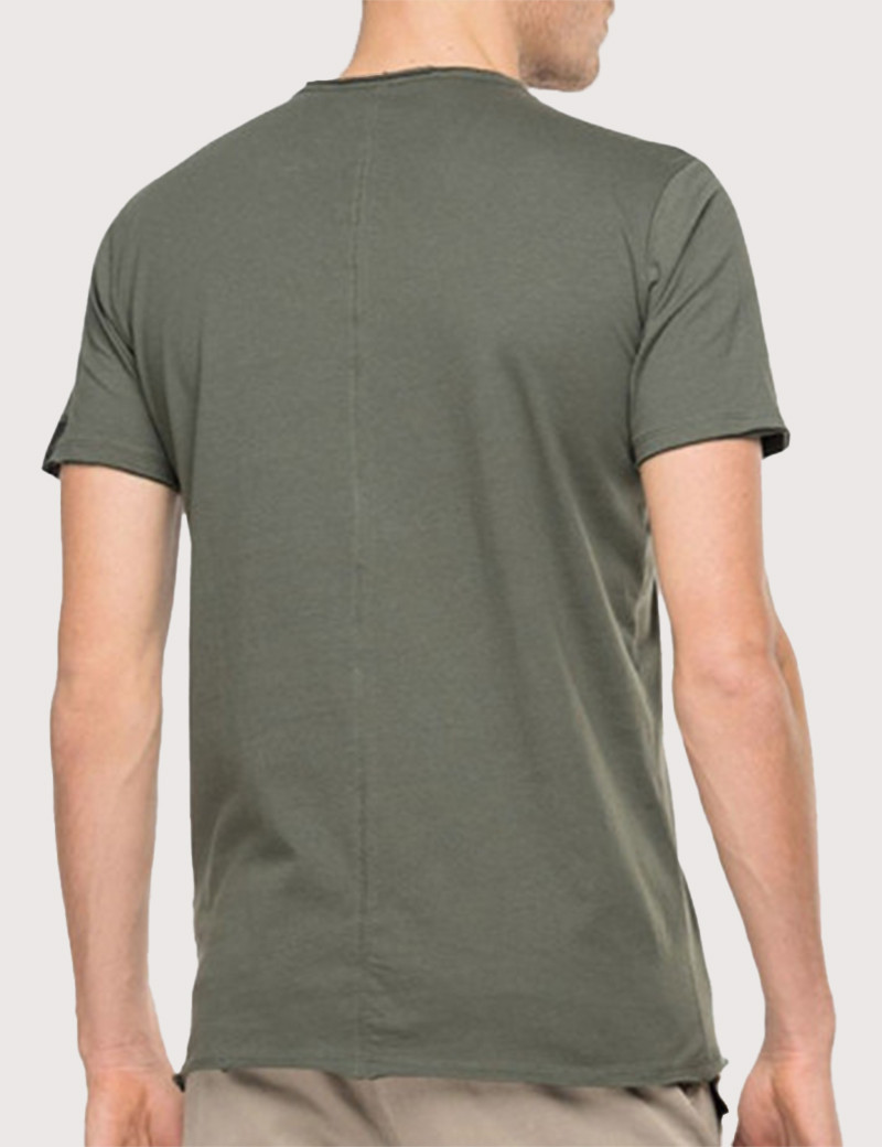 REPLAY T-SHIRT COL V COTON GRIS