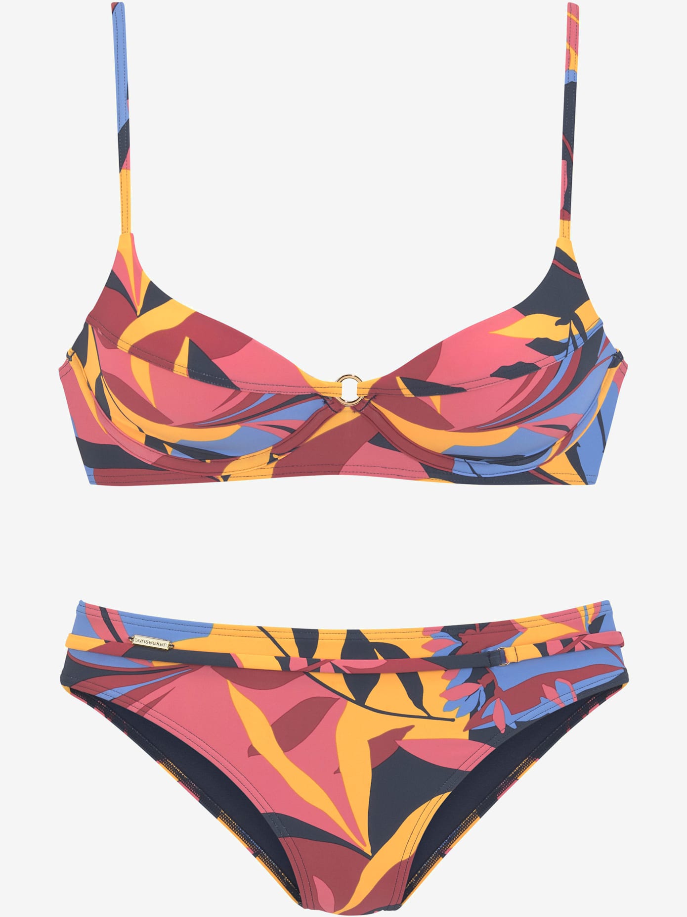Maillot de bain à armatures imprimé feuilles abstrait