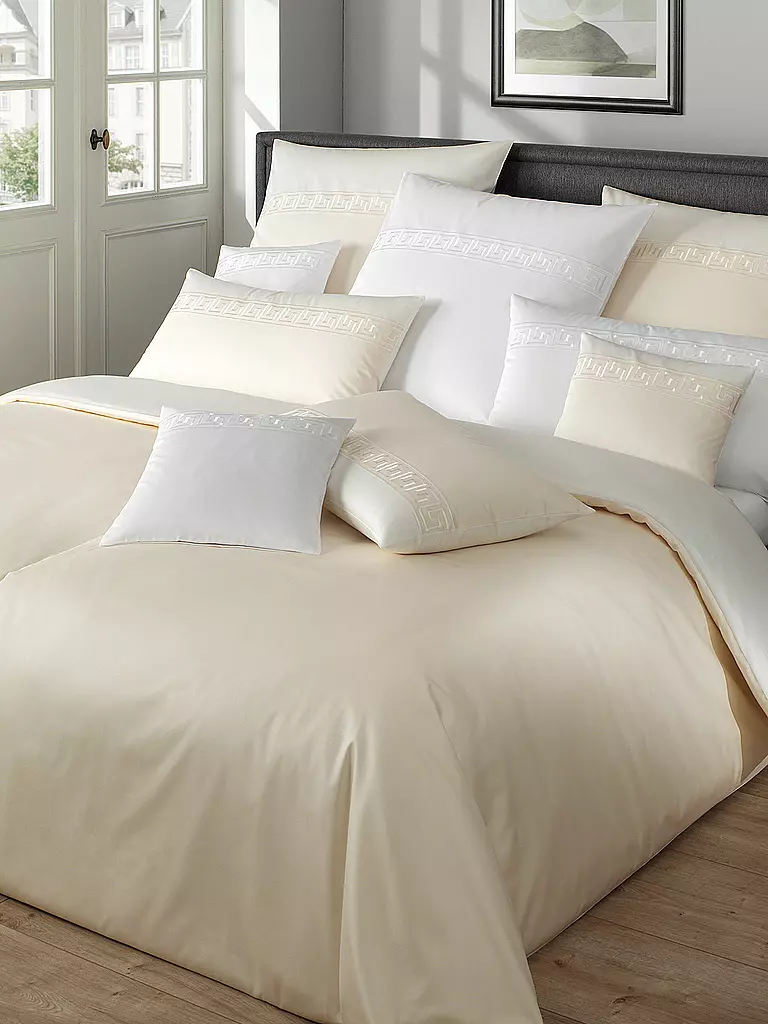 ELEGANTE Satin Bettwäsche 70x90cm  / 140x200cm EL GRECO Natur  creme