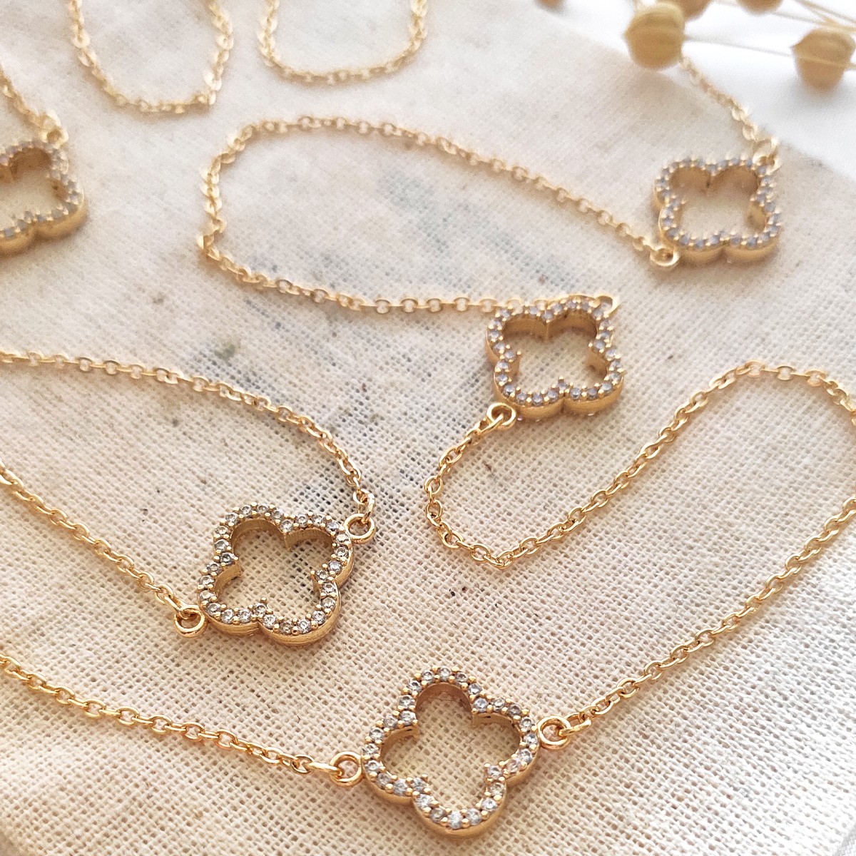 Collier - Laiton plaqué or & zirconium