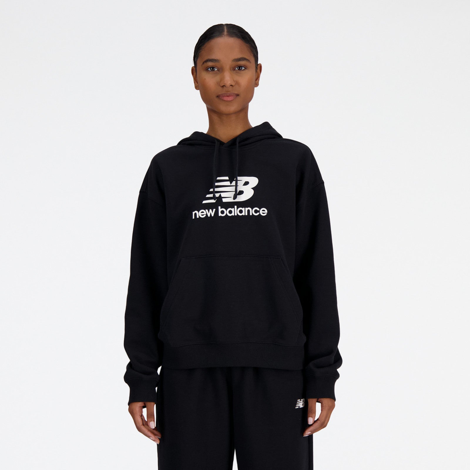 Hoodie Log Essentials French Terry Stacked Black