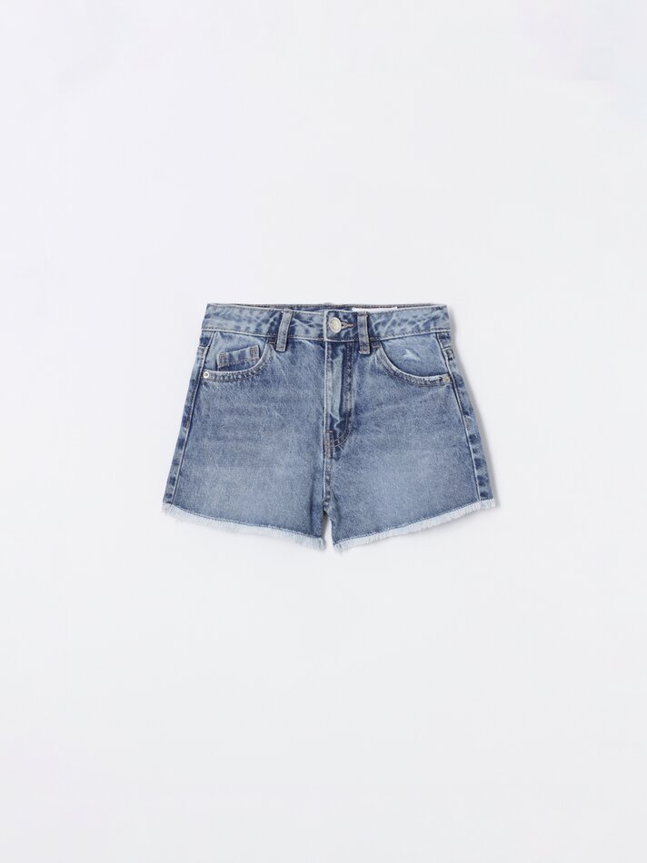 Shorts jeans rasgados - Índigo