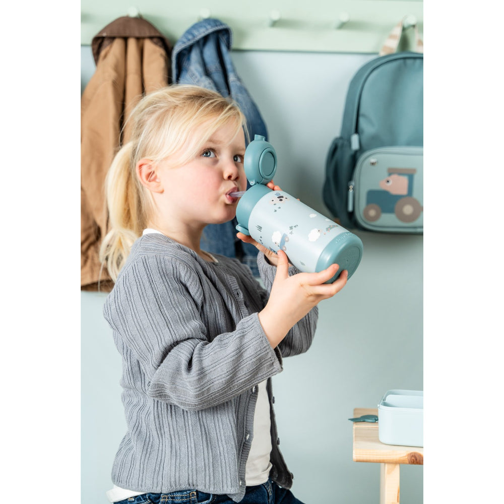 Køb DonebyDeer Blue Tiny Farm Insulated Sugerør Flaske