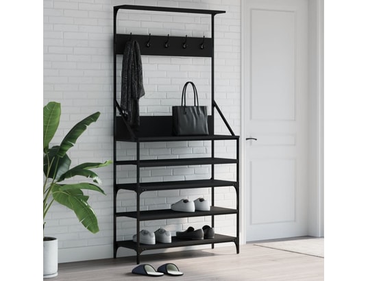 VIDAXL - Penderie Porte-vêtements et rangement des chaussures noir 90x34x184 c...