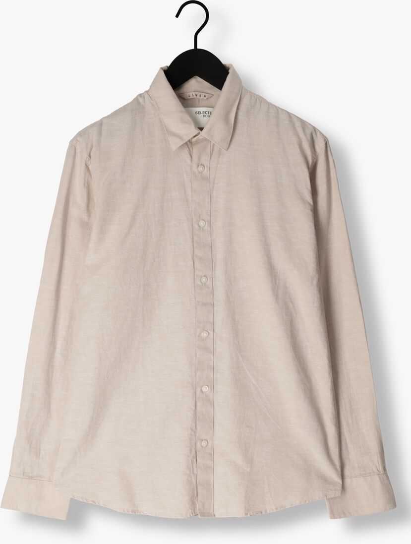 SELECTED HOMME beige selected homme casual overhemd slhslimnew-linen shirt ls noos