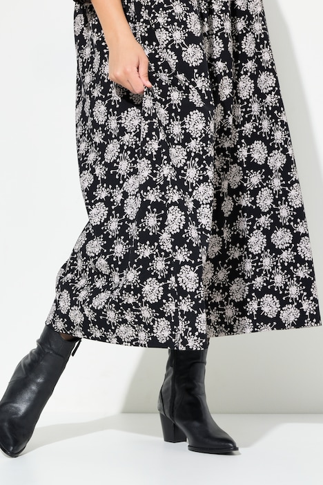 Jersey-Midikleid, Pusteblumen, Rundhals, 3/4-Arm