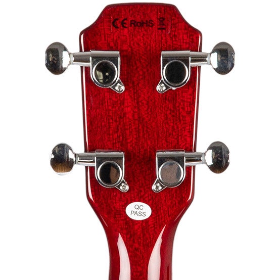 Flight Rock Series Pioneer Cherry Red elektrische solidbody tenor ukelele met gigbag